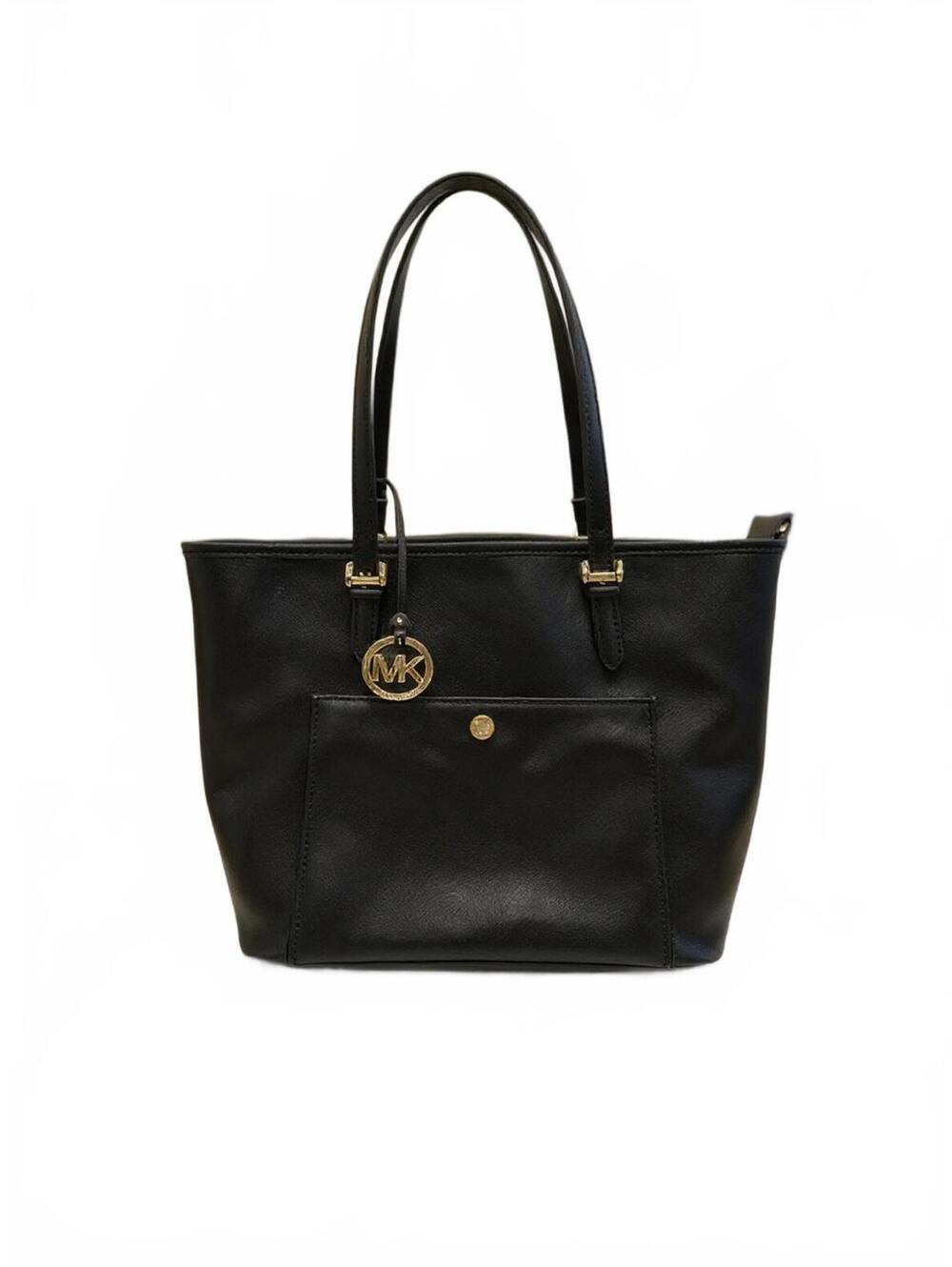 Michael Kors Black Leather Jet Set Tote